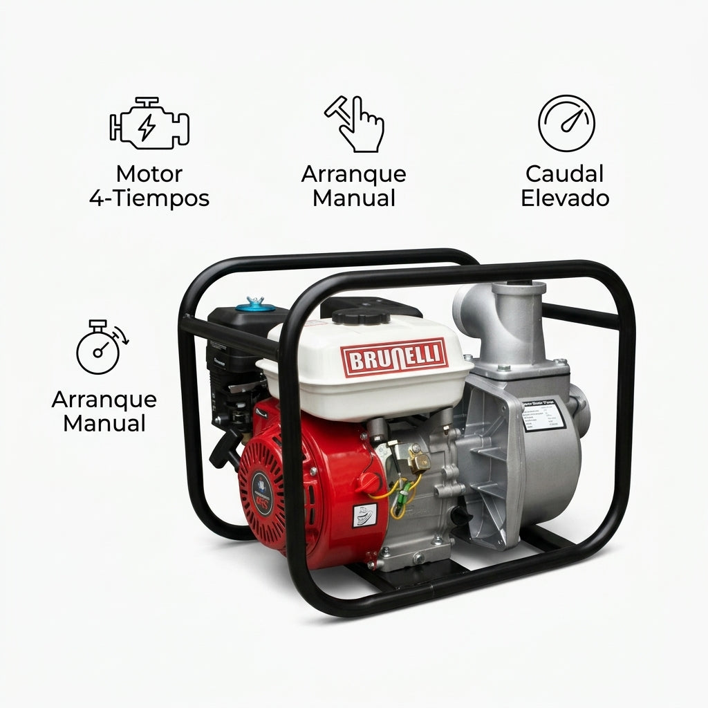 Gasoline-powered water pump — Infografia de Caracteristicas | Generated by Modelize