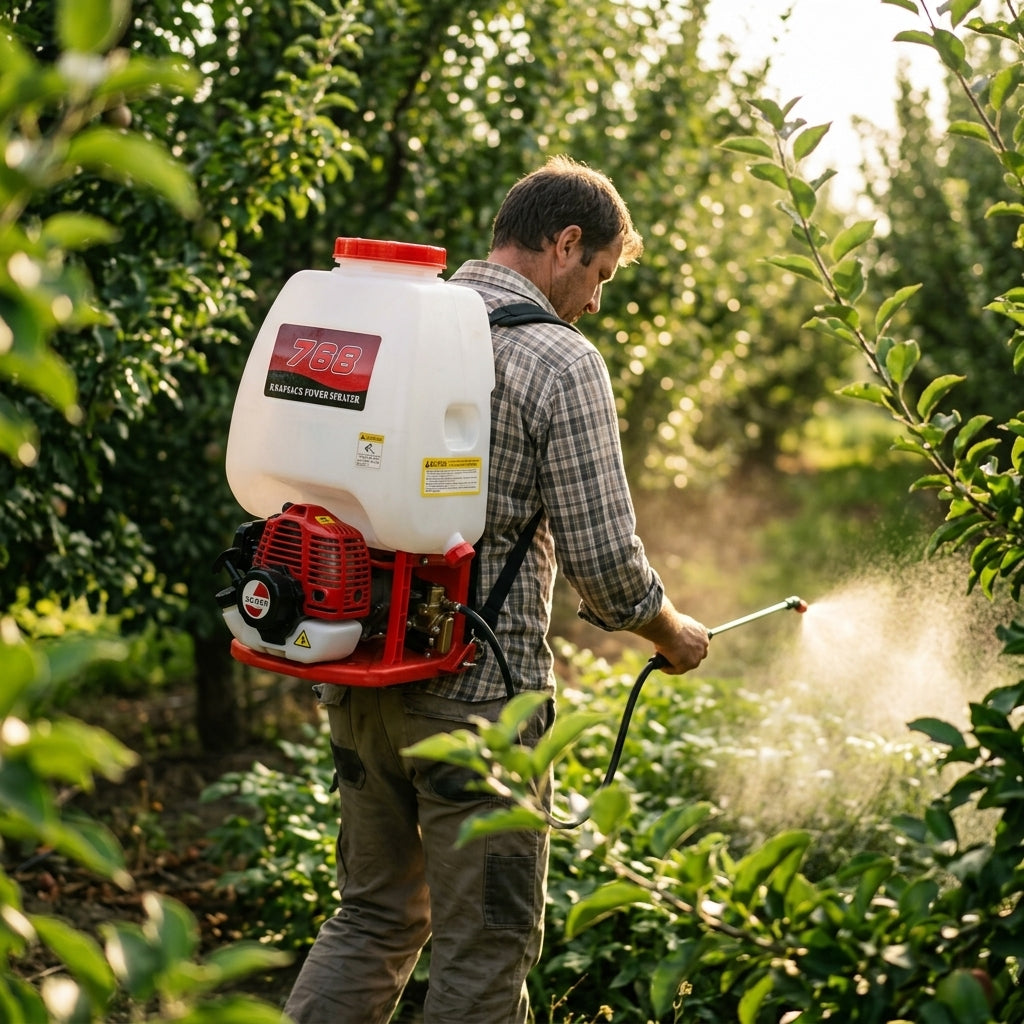 Gasoline-powered knapsack sprayer — Estilo de Vida - Producto en Uso | Generated by Modelize