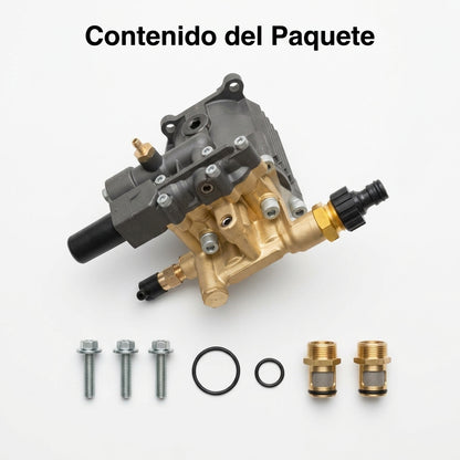 Pressure washer pump assembly — Contenido del Paquete - Vista Aerea | Generated by Modelize