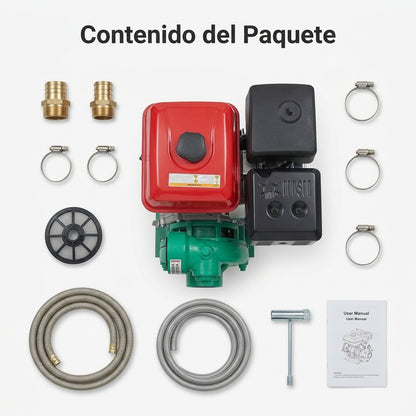 Gasoline-powered water pressure pump — Contenido del Paquete - Vista Aerea | Generated by Modelize
