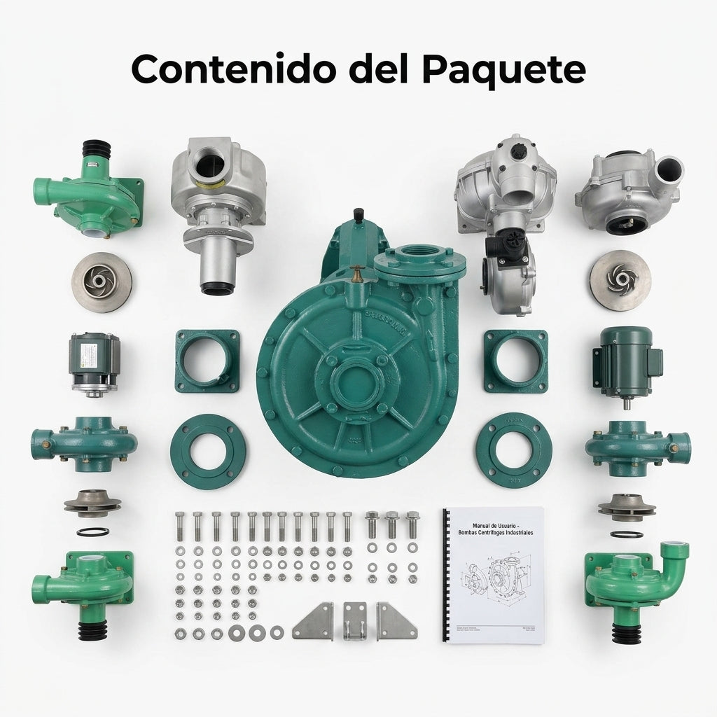 Industrial centrifugal pressure pump — Contenido del Paquete - Vista Aerea | Generated by Modelize