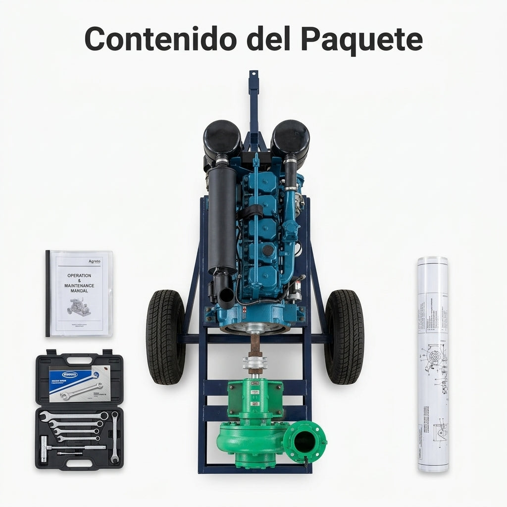 Industrial Centrifugal Trailer Pump — Contenido del Paquete - Vista Aerea | Generated by Modelize