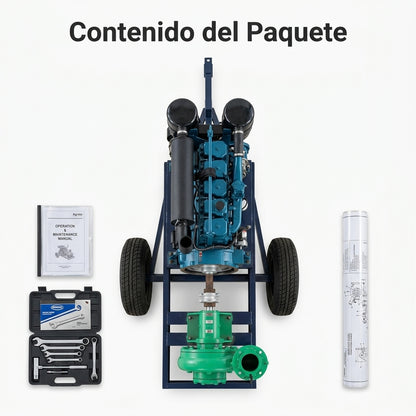 Industrial Centrifugal Trailer Pump — Contenido del Paquete - Vista Aerea | Generated by Modelize