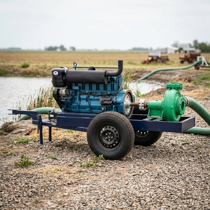 Industrial trailer-mounted diesel centrifugal pump — Estilo de Vida - Producto en Uso | Generated by Modelize