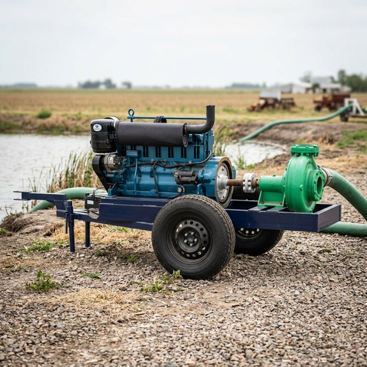 Industrial trailer-mounted diesel centrifugal pump — Estilo de Vida - Producto en Uso | Generated by Modelize