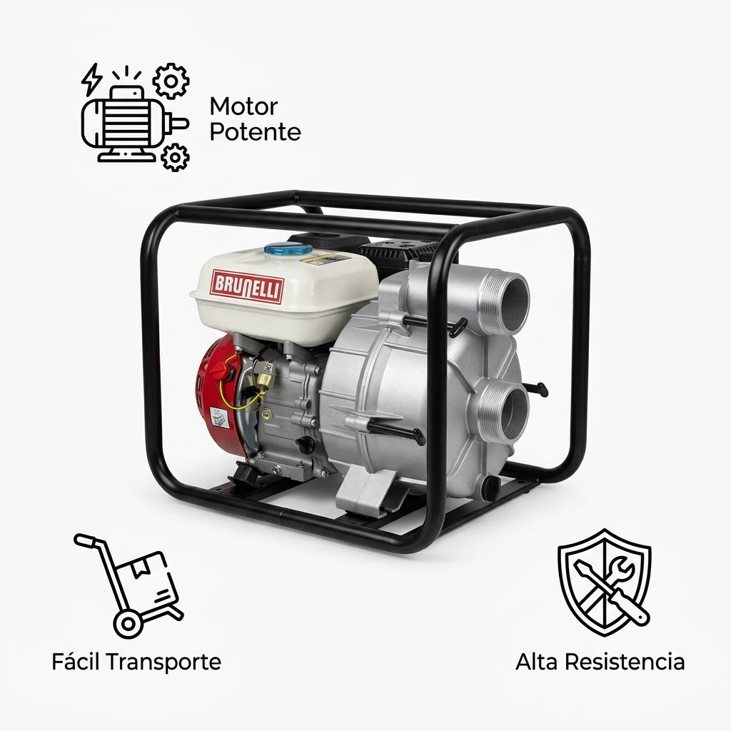 Gasoline-powered mud and solids pump — Infografia de Caracteristicas | Generated by Modelize