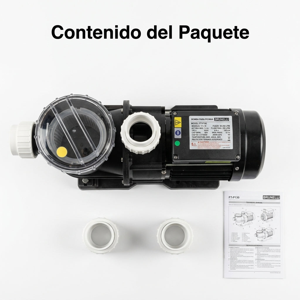 Pool circulation pump — Contenido del Paquete - Vista Aerea | Generated by Modelize