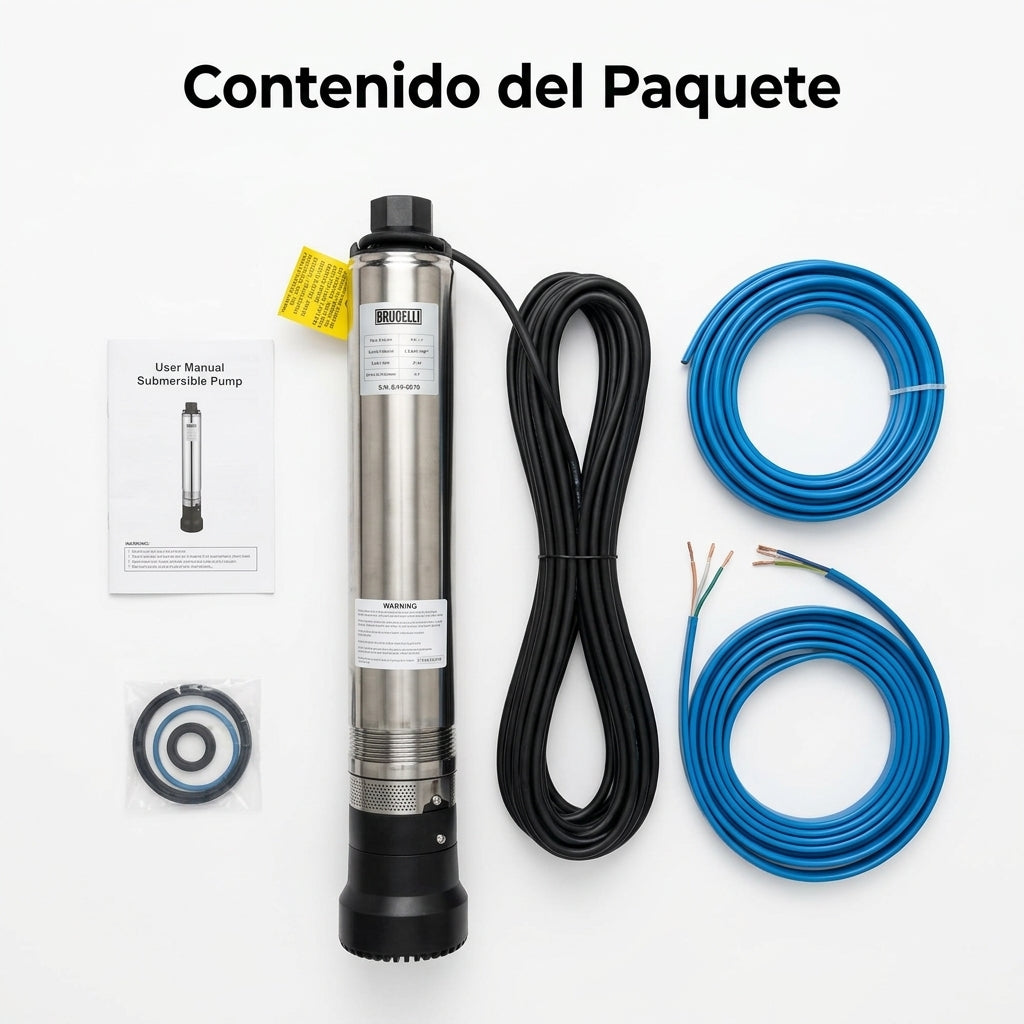 Submersible water pump — Contenido del Paquete - Vista Aerea | Generated by Modelize