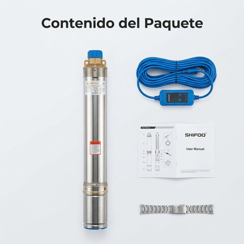Submersible borehole water pump — Contenido del Paquete - Vista Aerea | Generated by Modelize