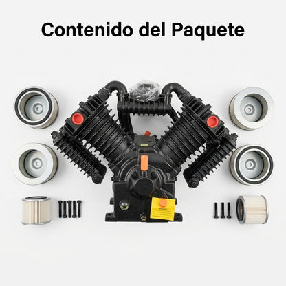 V-Twin Air Compressor Head — Contenido del Paquete - Vista Aerea | Generated by Modelize