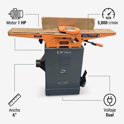 Canteadora de banco (Wood Jointer) — Infografia de Caracteristicas | Generated by Modelize