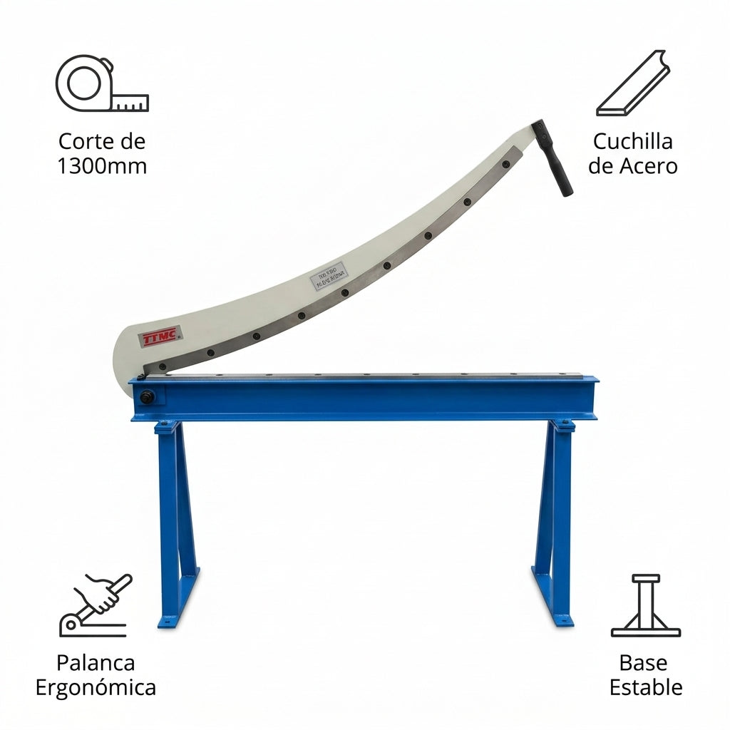 Manual guillotine metal plate shear — Infografia de Caracteristicas | Generated by Modelize