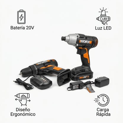Cordless power tool combo kit — Infografia de Caracteristicas | Generated by Modelize