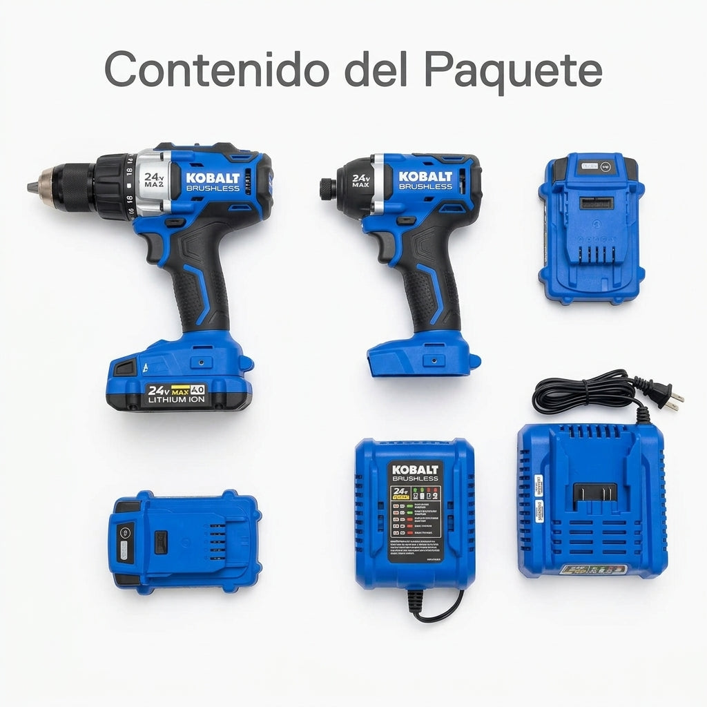 Cordless power tool combo kit — Contenido del Paquete - Vista Aerea | Generated by Modelize