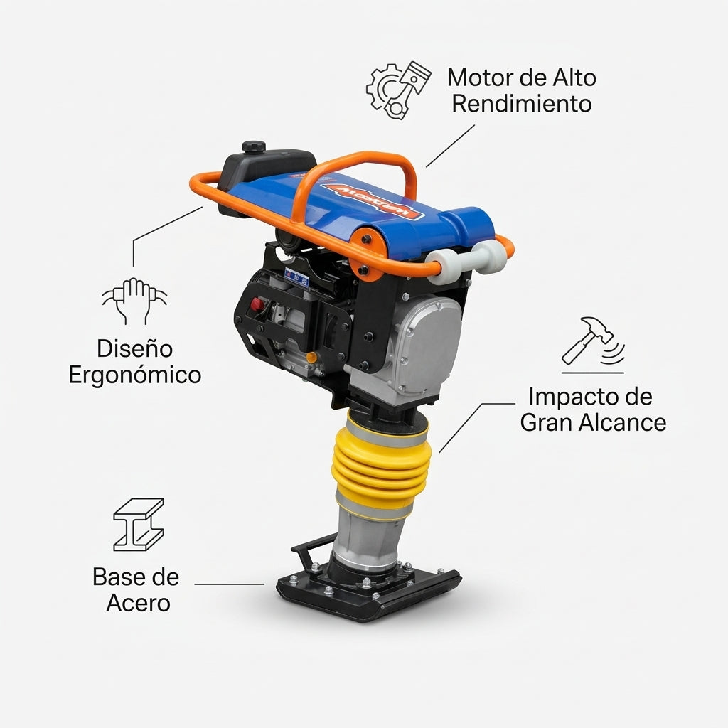 Tamping Rammer (Compactadora Bailarina) — Infografia de Caracteristicas | Generated by Modelize