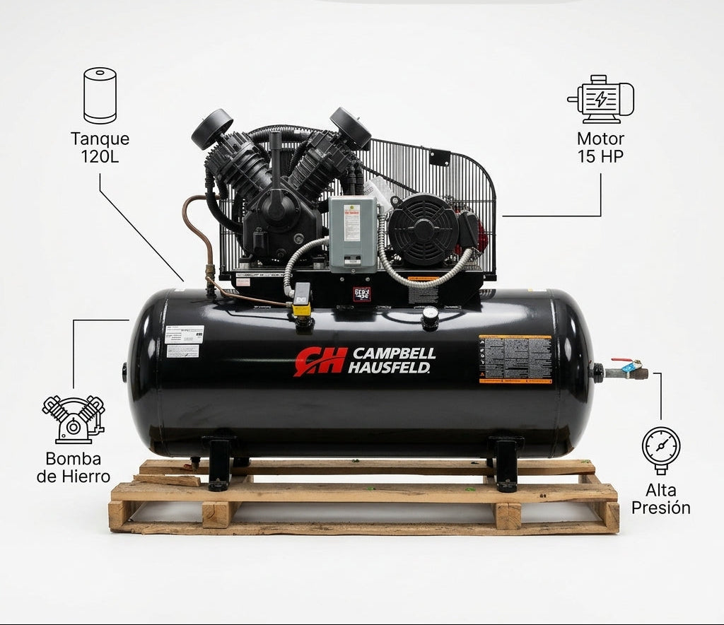 Industrial Air Compressor — Infografia de Caracteristicas | Generated by Modelize