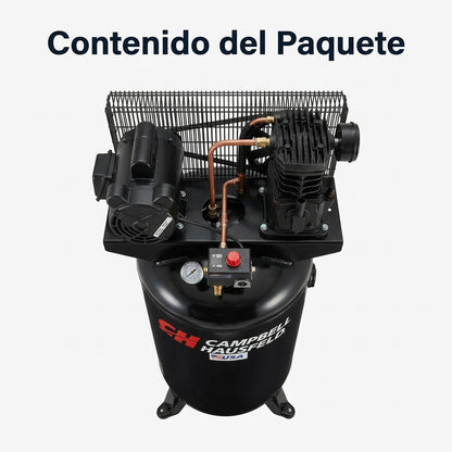 Vertical stationary air compressor — Contenido del Paquete - Vista Aerea | Generated by Modelize