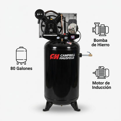 Stationary Vertical Air Compressor — Infografia de Caracteristicas | Generated by Modelize