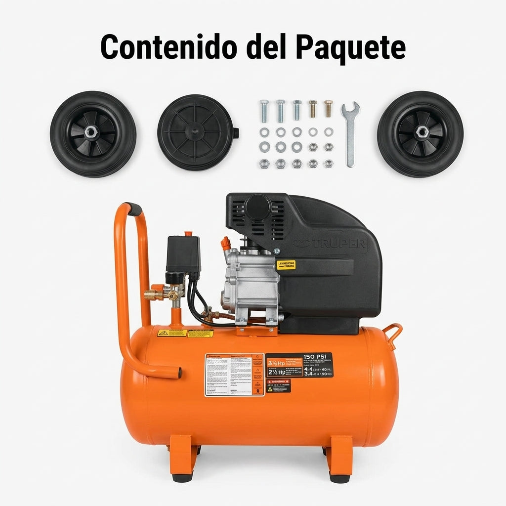 Air compressor — Contenido del Paquete - Vista Aerea | Generated by Modelize
