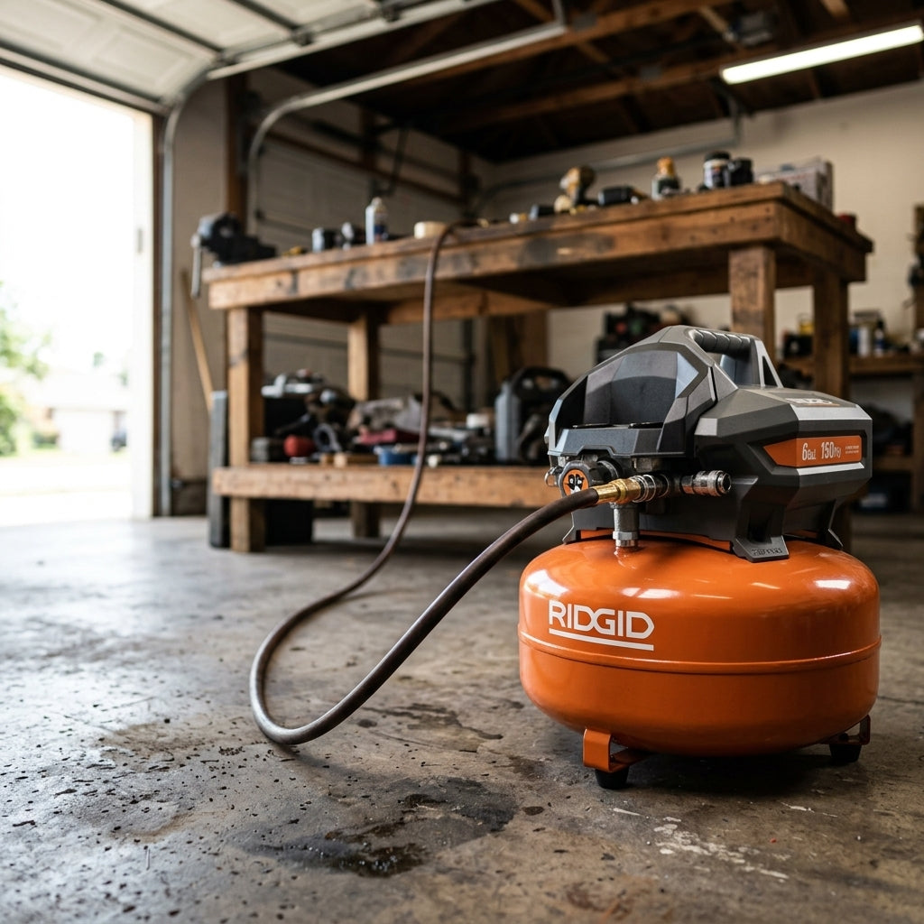 Pancake air compressor — Estilo de Vida - Producto en Uso | Generated by Modelize