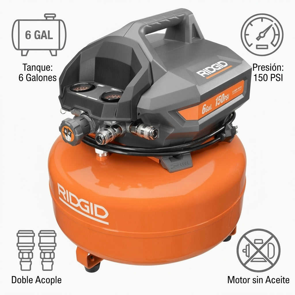 Pancake air compressor — Infografia de Caracteristicas | Generated by Modelize