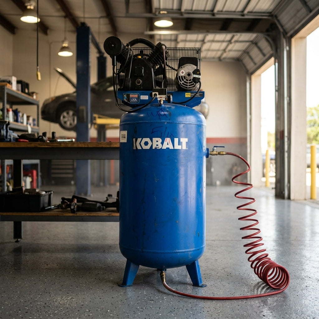 Stationary vertical air compressor — Estilo de Vida - Producto en Uso | Generated by Modelize
