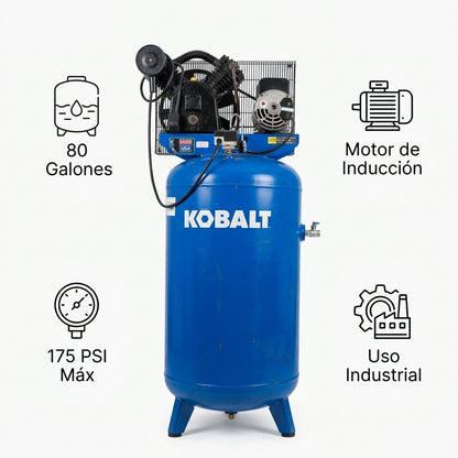 Compresor de aire vertical de gran capacidad — Infografia de Caracteristicas | Generated by Modelize