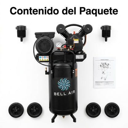 Vertical 20-gallon air compressor — Contenido del Paquete - Vista Aerea | Generated by Modelize