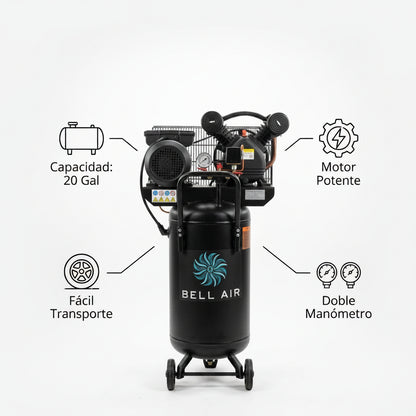 Vertical Air Compressor — Infografia de Caracteristicas | Generated by Modelize