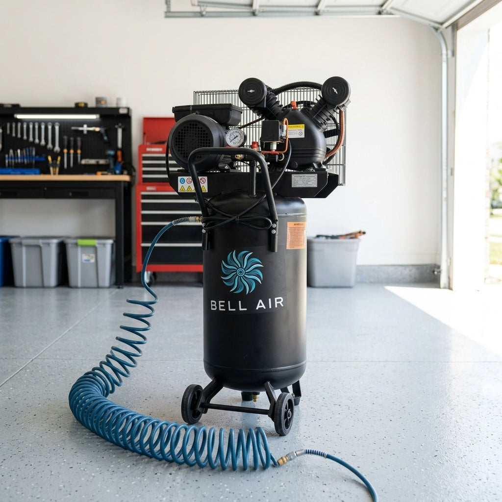 Vertical Air Compressor — Estilo de Vida - Producto en Uso | Generated by Modelize