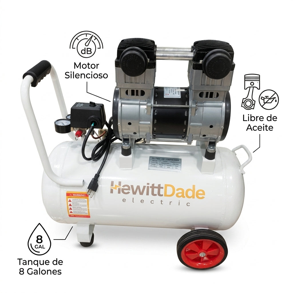 Silent Air Compressor — Infografia de Caracteristicas | Generated by Modelize