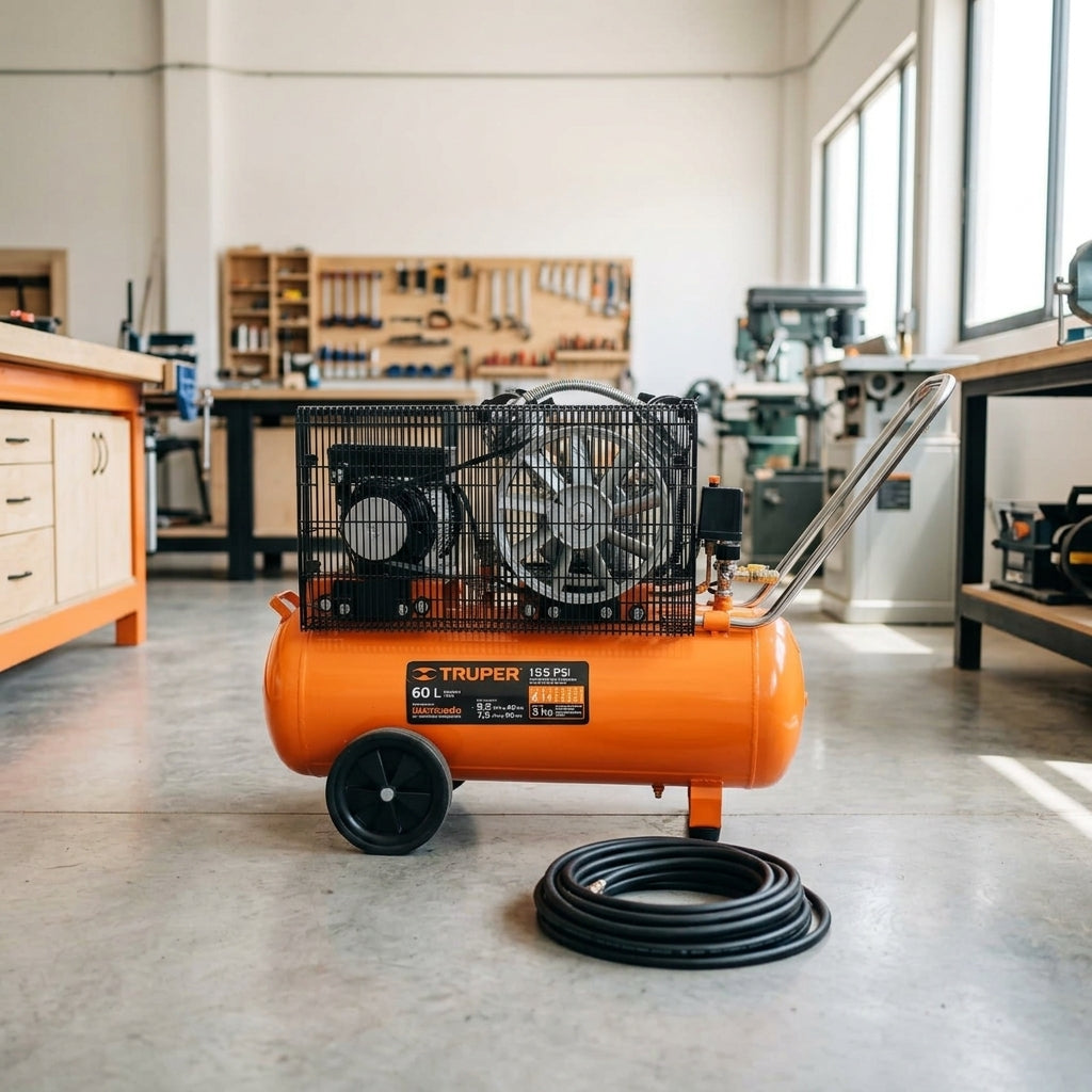 Belt-driven air compressor — Estilo de Vida - Producto en Uso | Generated by Modelize