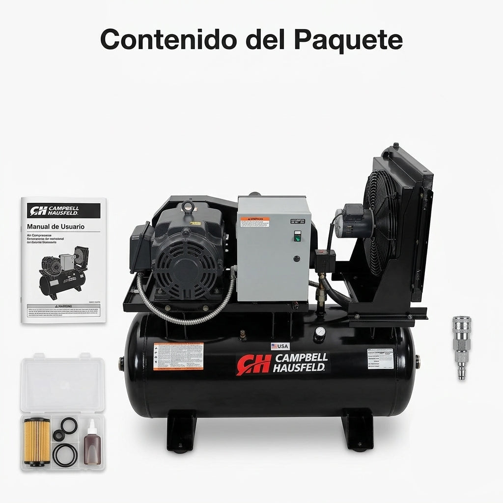 Industrial Rotary Screw Air Compressor — Contenido del Paquete - Vista Aerea | Generated by Modelize