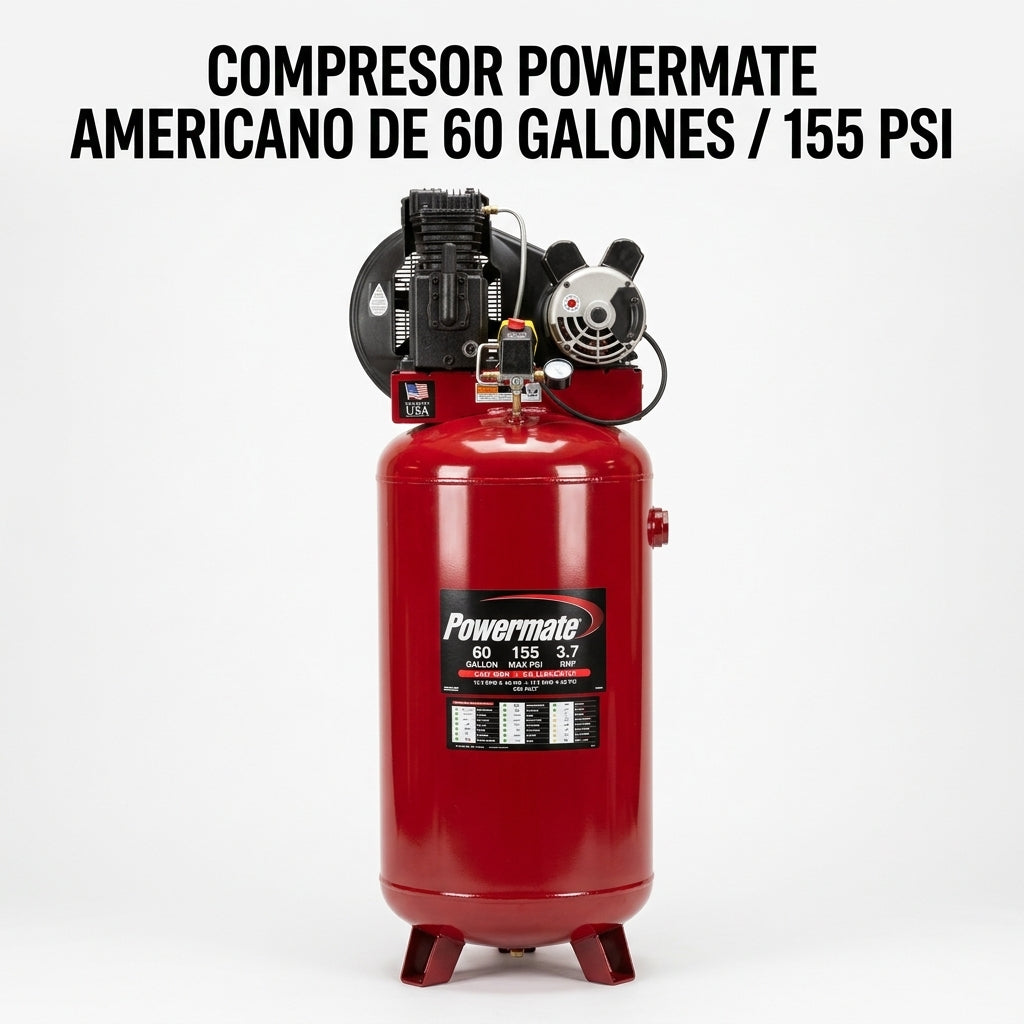 Vertical stationary air compressor — Portada Principal - Estudio Blanco | Generated by Modelize