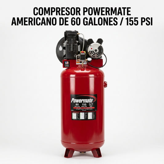 Vertical stationary air compressor — Portada Principal - Estudio Blanco | Generated by Modelize