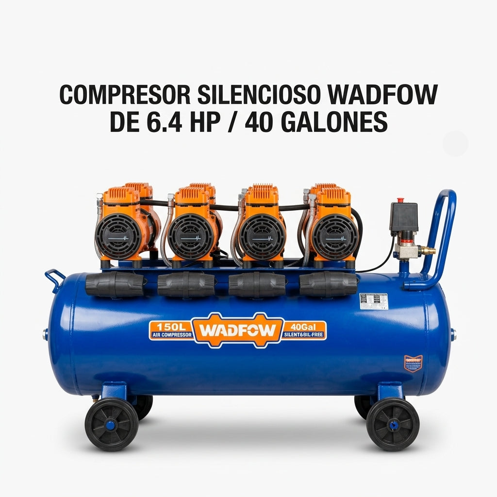 Silent Oil-Free Air Compressor — Portada Principal - Estudio Blanco | Generated by Modelize