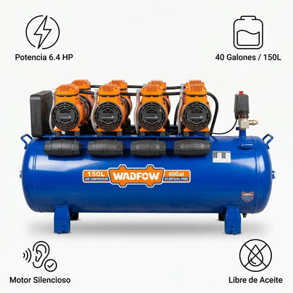 Industrial Silent Air Compressor — Infografia de Caracteristicas | Generated by Modelize