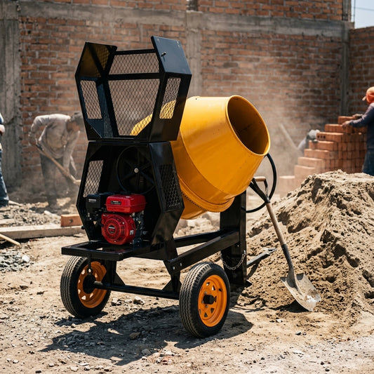 Gas-powered industrial concrete mixer — Estilo de Vida - Producto en Uso | Generated by Modelize
