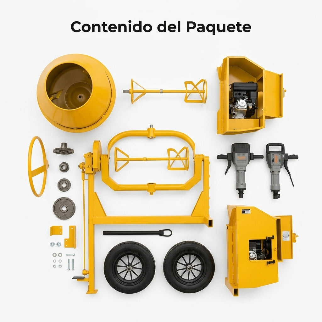Industrial concrete mixer — Contenido del Paquete - Vista Aerea | Generated by Modelize