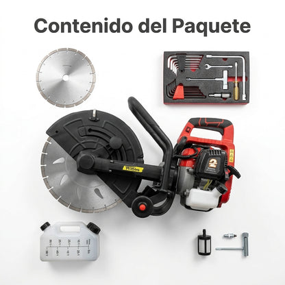 Gas-powered concrete cut-off saw — Contenido del Paquete - Vista Aerea | Generated by Modelize