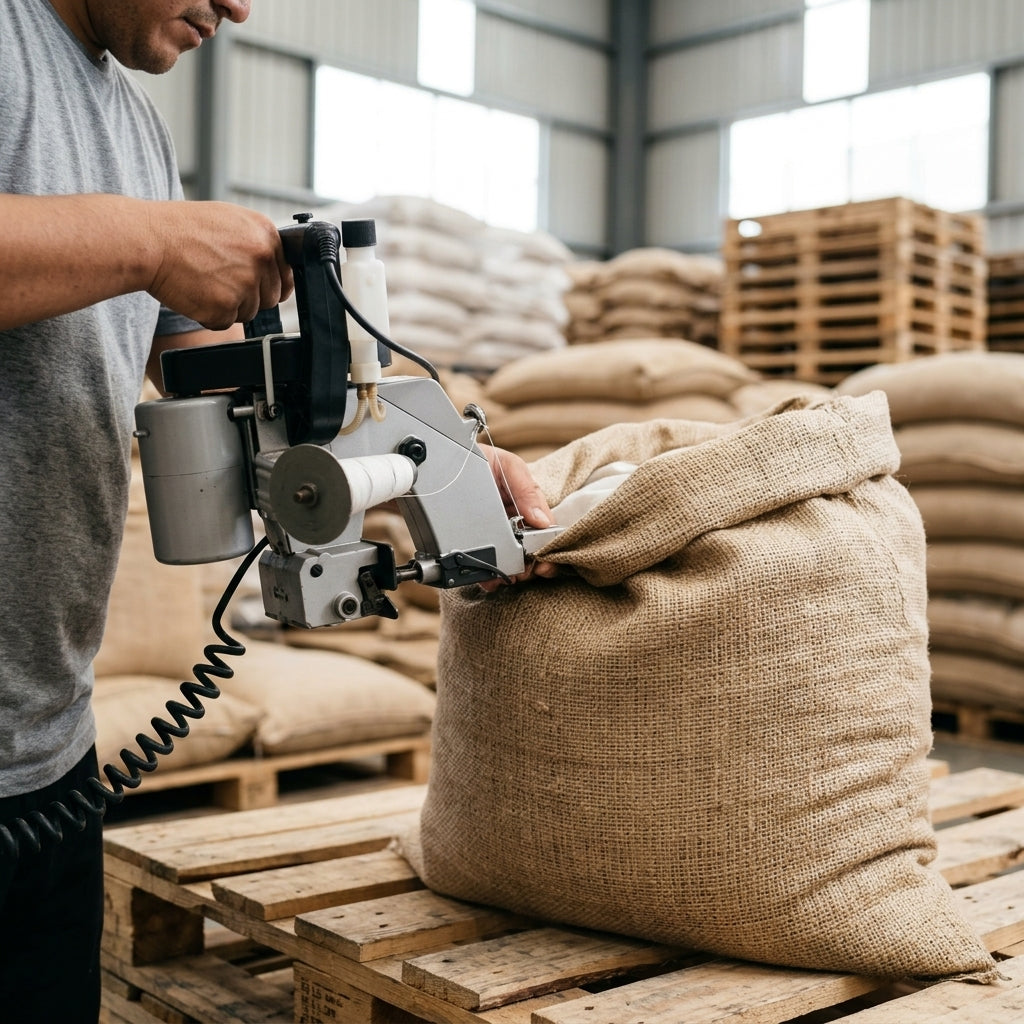 Portable industrial bag closer — Estilo de Vida - Producto en Uso | Generated by Modelize