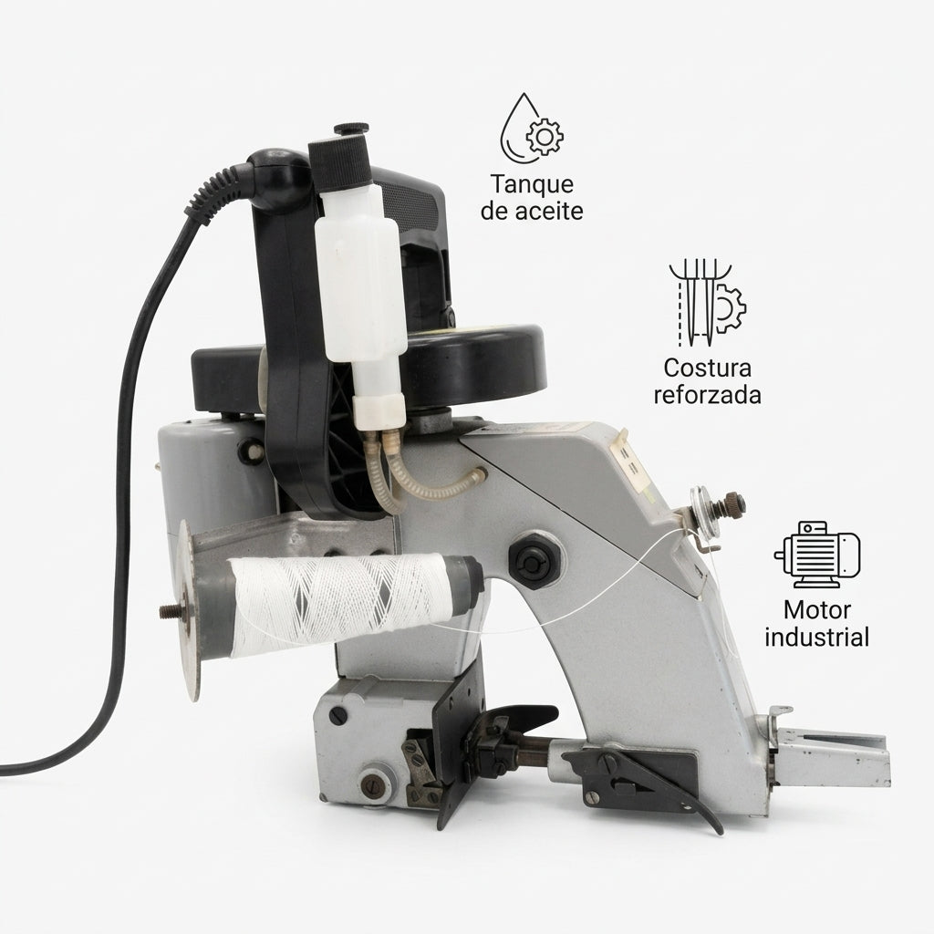 Handheld industrial bag sewing machine — Infografia de Caracteristicas | Generated by Modelize
