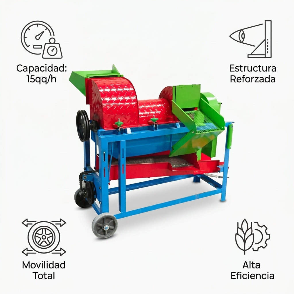 Industrial corn sheller — Infografia de Caracteristicas | Generated by Modelize