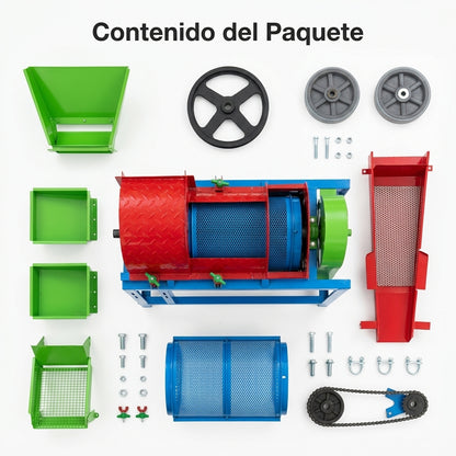 Industrial Corn Sheller Machine — Contenido del Paquete - Vista Aerea | Generated by Modelize