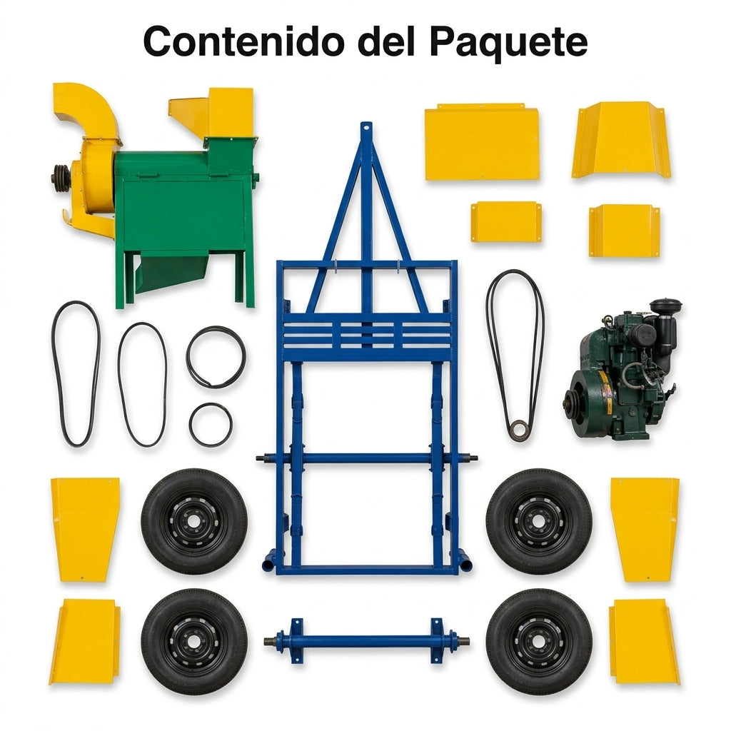 Industrial agricultural maize sheller — Contenido del Paquete - Vista Aerea | Generated by Modelize