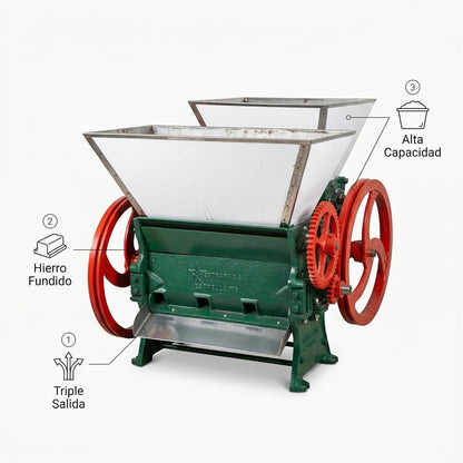 Industrial coffee pulper — Infografia de Caracteristicas | Generated by Modelize