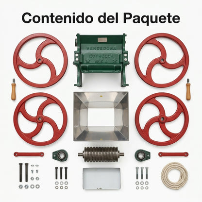 Manual coffee pulper — Contenido del Paquete - Vista Aerea | Generated by Modelize