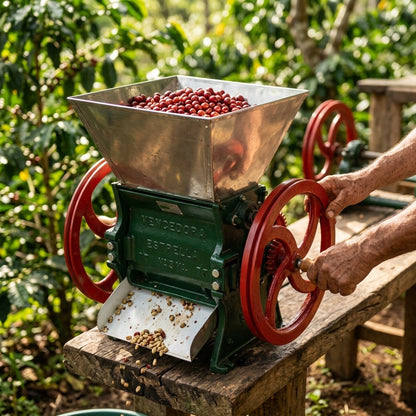 Manual coffee pulper machine — Estilo de Vida - Producto en Uso | Generated by Modelize