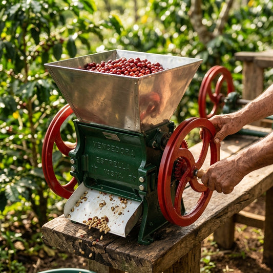 Manual coffee pulper machine — Estilo de Vida - Producto en Uso | Generated by Modelize