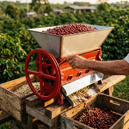 Manual coffee pulping machine — Estilo de Vida - Producto en Uso | Generated by Modelize